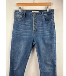 Hidden Los Angeles Womens Button-Fly High-Waisted Skinny Jeans Size 31 Blue Deni