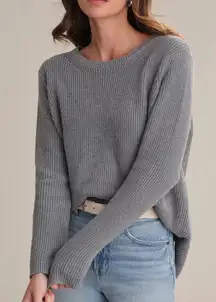 525 AMERICA EMMA: CREWNECK SHAKER STITCH COTTON SWEATER. SIZE L