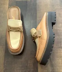 Sam Edelman Laurs Platform Mule Loafers Tan Cream Size 7.5