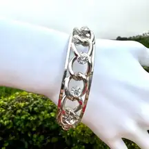 Silver tone rhinestone bangle bracelet