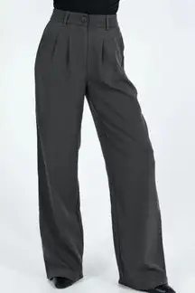 Princess Polly Archer Pants Slate Gray Size 10 Pleated Front Wide Leg Pant