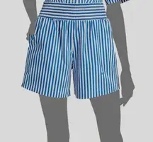 Frame Women's Blue Stripe Organic Cotton Boxer Shorts Size XS Vacation Beach