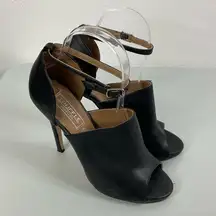 Truffle Collection Black Ankle Strap Peep Toe Heels Size 38