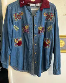 Vintage 90s Bobbi brooks fall denim button down shirt size small 