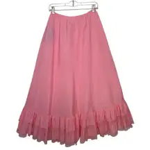 NWT Vintage Saks Fifth Avenue Pink Ruffle Lace Slip Skirt USA dead stock medium