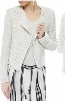 Derek Lam 10 Crosby Angled Lapel Tweed Blazer Cream Ivory Size US‎ 4