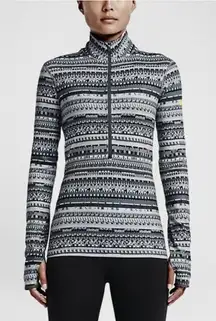 Nike Pro Women’s Hyperwarm Half-zip Training Top Sz‎ Medium Grey Black