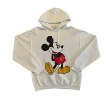 Disney Mickey Mouse Hoodie Adult Medium White Pullover Sweatshirt Graphic Print