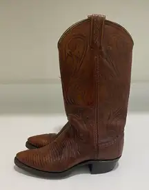 Vintage‎ Dan Post Exotic Lizard Cowboy Boots Brown Size 6.5