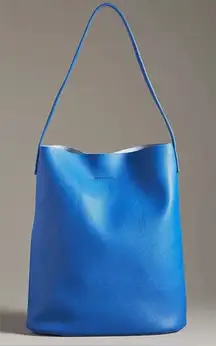NWT Anthropologie The Joss Faux Leather Bucket Tote w/ Mini Pouch - blue - ALL