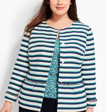 Talbots Striped Fringe Jacket Size 16 Petite‎