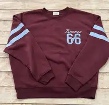 Ford Bronco 66 Crewneck Sweatshirt Maroon Light Blue Stripe XS Official Licensed