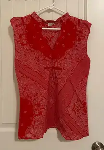 Vintage Blue Plate women’s handkerchief‎ ruffle sleeveless sequin top — large