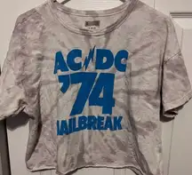 Tailgate grey tie dye AC/DC crop top in large