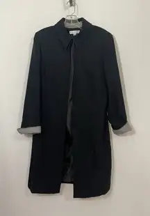 Dress Barn Wool Blend Open Trench Long Jacket Houndstooth Women’s 10