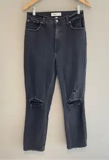 Abercrombie & Fitch Curve Love The Ankle Straight Ultra High Rise Black Jeans