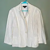 Talbots One Button Eyelet‎ Blazer White plus size 16