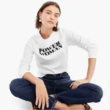 J Crew X Prinkshop Power Woman White Pullover Sweatshirt