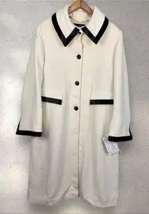 St John Coat Collection Marie Gray Sz 14 Long Beaded Wool Angora Cashmere Blend