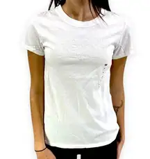 LEVIS White Cotton Sequin Logo Short Sleeve Crewneck T-shirt