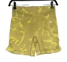 Gymshark Adapt Camo Yellow Green Seamless Shorts MEDIUM