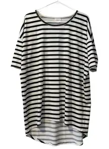 Lularoe Hi-Low Midi Dress Size Medium Striped‎ Short Sleeve Scoop Neck Comfort