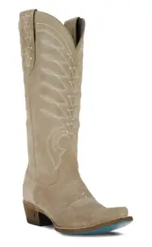 Lane Women's Squash Blossom Suede Tall Western Boots Coffee Turquoise Size 8 NWT