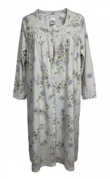 Earth Angels Floral‎ Button Front Nightgown Grandma Cottagecore Loungewear XL