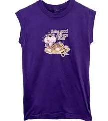 Vintage 80s Single Stitch Baby Tee Being Good Gets You Stuff Tiger Shirt Size XS