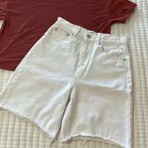 Pull & Bear White Long Length Cutoff Jean Shorts 6" Inseam Size 2
