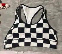Checkered Black and White Sports Bra