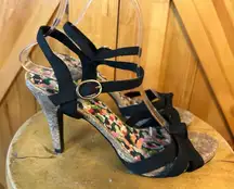 Fioni Nights Womens Mary Jane Stilettos Open Toes Fabric Uppers Size 9