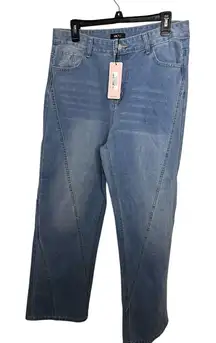 Mica's Light Wash Blue‎ Jeans Women's XL High Waist Straight Leg Denim Pants