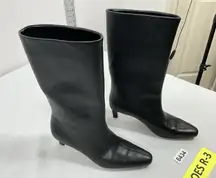 Womans NWOT The Drop Pullon Midcalf Boots Size 5 Black Kitten Heel Pointed Toe