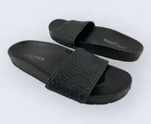 J/Slides Naomie Black Woven Leather Contoured Arch Support Slide Sandal 8