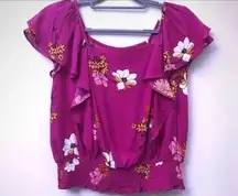 Fuschia Pink Flirty‎ Floral Top by A.N.A. Size S