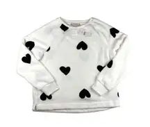 Loft - Faux Fur Heart Sweatshirt in Black and White