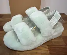 UGG Womens Oh Yeah Slippers 8‎ New in Box Baby Blue Fuzzy Soft Sling Back RMN