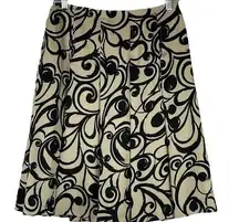 Talbots Black And Cream 100% Silk Pleated Party Event Skirt NWOT