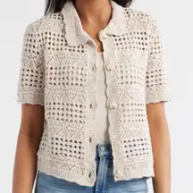 BeachLunchLounge Penny Open Knit Short Sleeve Cardigan