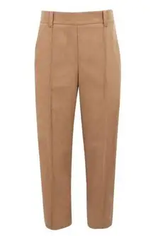 Vince Women's Mid Rise Pleated Pull On Pant Stretch Wool Blend Size Medium Khaki