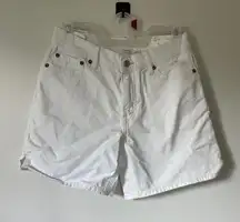 American Eagle Stretch White Strigid High Rise Relaxed Blue Jean Casual Shorts 0