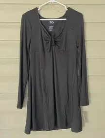 SO Sonoma Black Long Sleeve Mini Dress Bow Flowy A Line NWT Minimalist