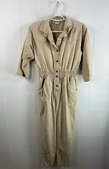 Vintage 80s Dreams Brand Khaki Jumpsuit Coveralls Romper Boilersuit Size Medium