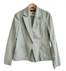 Peruvian Connection 90s sage green Linen cotton spring Blazer jacket Size 4