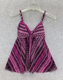 Profile by Gottex swimwear Swim top Tankini Size 6 Pink Batik Wireless Babydoll