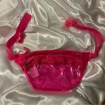 NEW Neon Pink Fanny Pack Transparent Clear Stadium Festival Rave Gear EDM