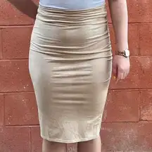 Light Beige Long Bodycon Pencil Skirt