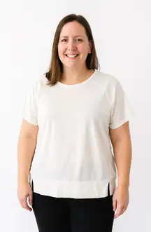 Stylus Ivory Short Sleeve Blouse Women's Size Large NWOT