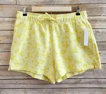 Abound Yellow Floral Organic Cotton Pull On Shorts Size Medium NWT